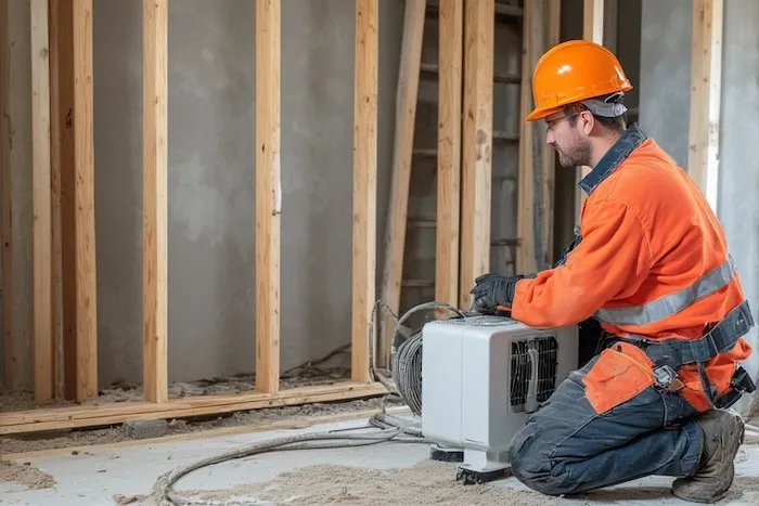 A certified HVAC technician performing a professional installation of an ERV system